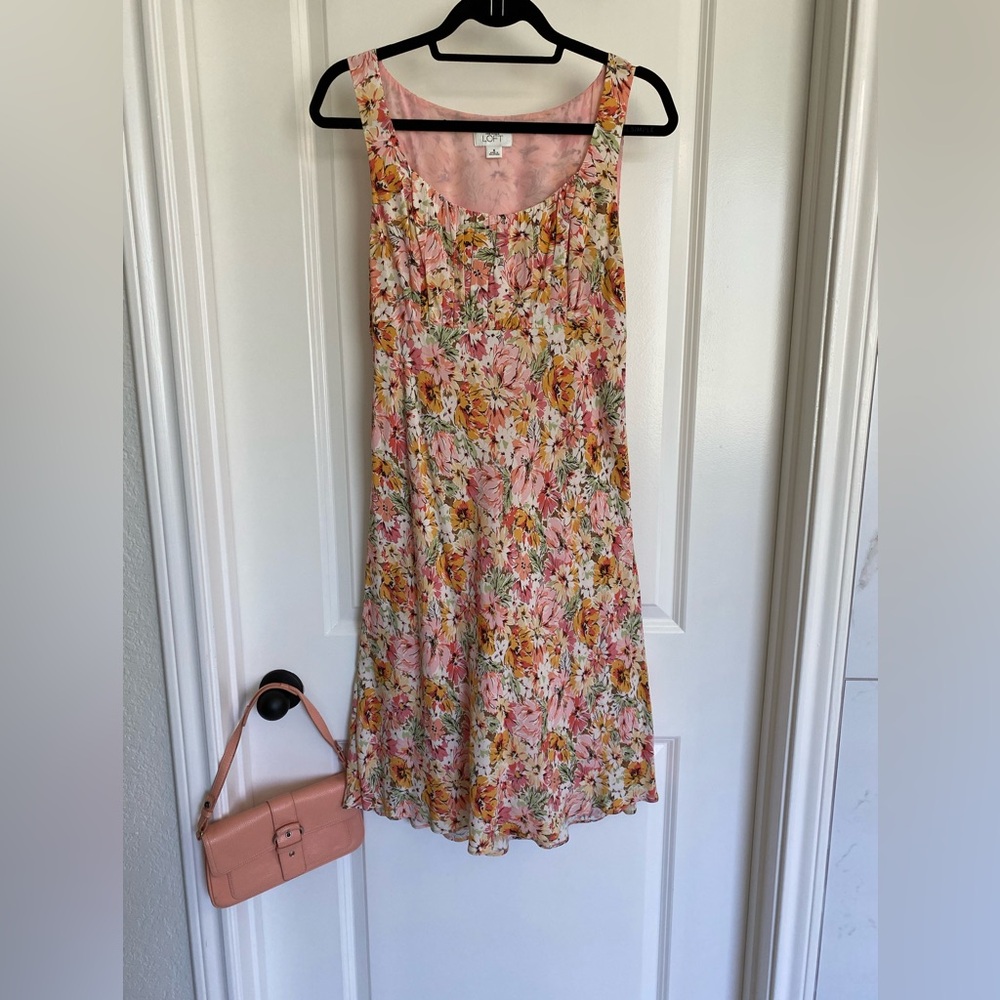 LOFT Pastel Floral Dress with Matching Purse
